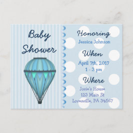 Baby Boy Varm luftballong Baby Shower Inbjudan Vykort