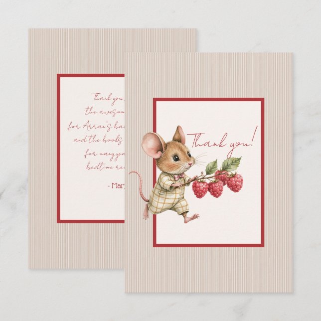 Baby Boy Woodland Animal Flat Thank You Card Tack Kort (Fram/baksida)