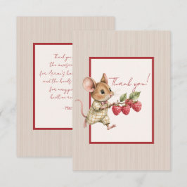 Baby Boy Woodland Animal Flat Thank You Card Tack Kort