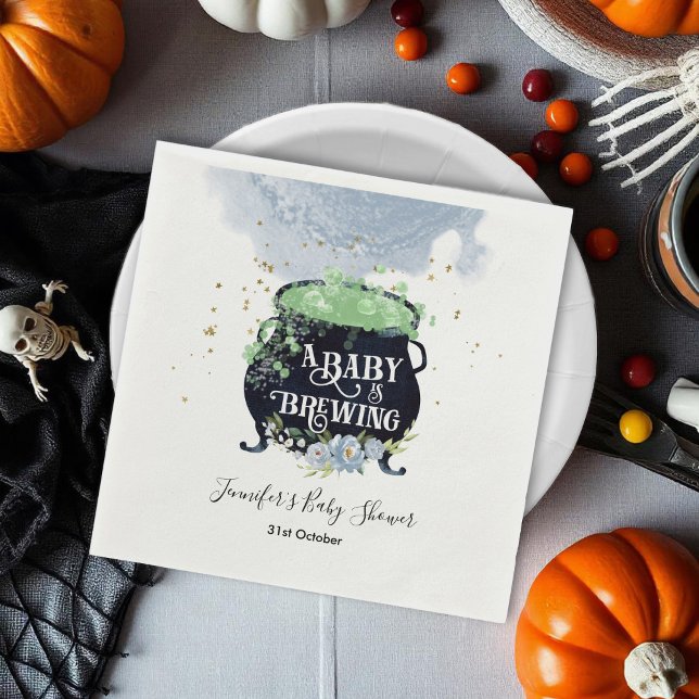 baby breder ut sig Halloween Baby Shower Blue Pappersservett (Skapare uppladdad)