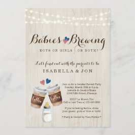 Baby Brev Coffee Twillingar Gender Reveal Party Inbjudningar