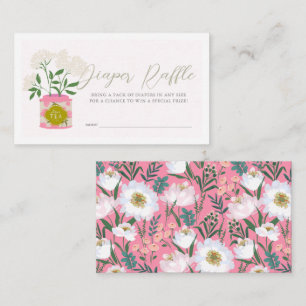 Baby Brev Rosa Blommigt Tea Diaper Raffle Biljett Tilläggskort