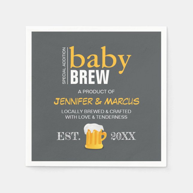 Baby Brew Couples Beer Baby Shower Pappersservett (Framsidan)