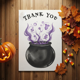 Baby Brew Witch Cauldron Halloween Baby Shower Tack Kort
