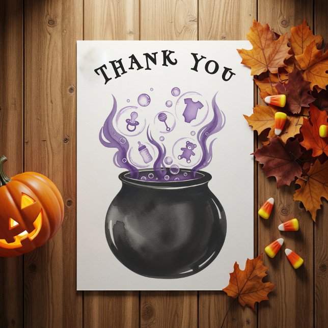 Baby Brew Witch Cauldron Halloween Baby Shower Tack Kort (Baby Brew Witch Cauldron Halloween Baby Shower Thank You Card
)