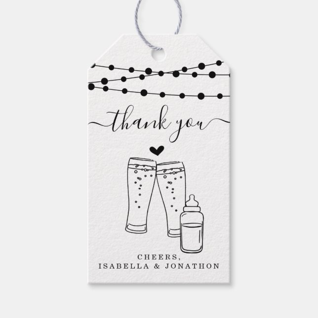 Baby Brewing Beer Toast Tack - Rustic Kraft Presentetikett (Framsidan)