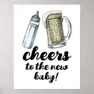 Baby Brewing Cheers till Nyfödd bebis-signalen Poster