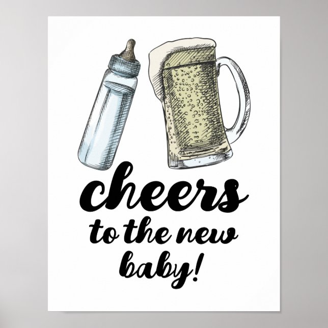 Baby Brewing Cheers till Nyfödd bebis-signalen Poster (Framsidan)