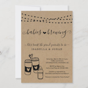 Baby Brewing Couples Twillingar Baby Shower Inbjudningar