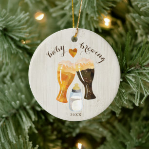 Baby Brewing Flaska & Beer Toast Julgransprydnad Keramik