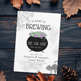 Baby Brewing Halloween Gender Reveal Inbjudningar