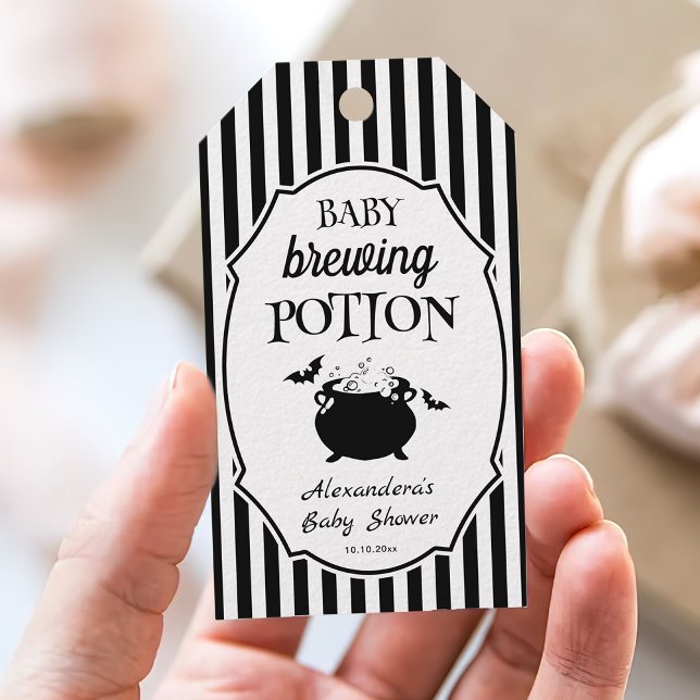 Baby Brewing Potion Halloween Babyfirande Favorpre Presentetikett (Skapare uppladdad)