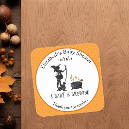 Baby Brewing Witch Shower Tack Halloween Fyrkantigt Klistermärke