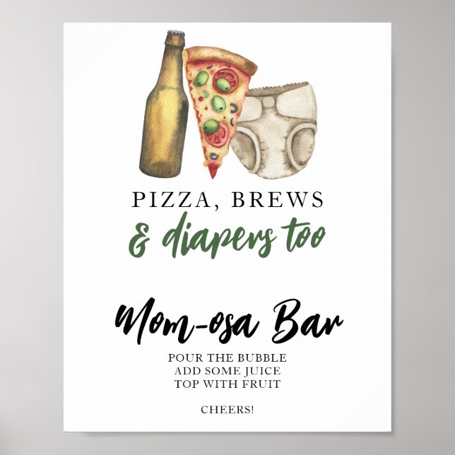 Baby brinner babyduschen Momosa pub Poster (Framsidan)