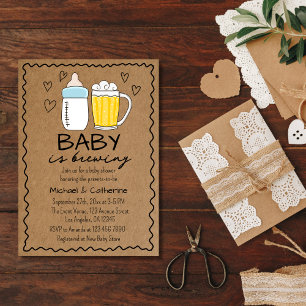 Baby brinner Flaska Beer Glass Baby Shower Inbjudningar