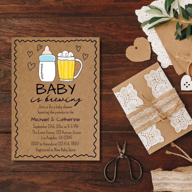 Baby brinner Flaska Beer Glass Baby Shower Inbjudningar (Skapare uppladdad)