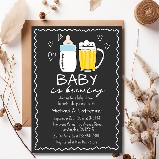 Baby brinner Flaska Beer Glass Baby Shower Inbjudningar (Skapare uppladdad)