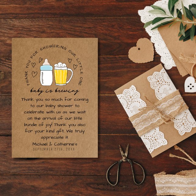 Baby brinner Flaska Beer Glass Baby Shower Tack Kort (Skapare uppladdad)