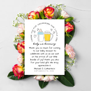 Baby brinner Flaska Beer Glass Baby Shower Tack Kort