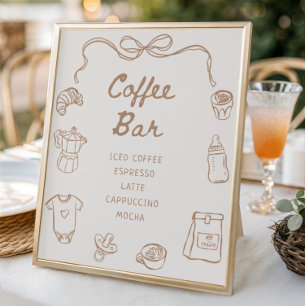 Baby brinner Hand plockade babyskor Kaffe Pub Poster