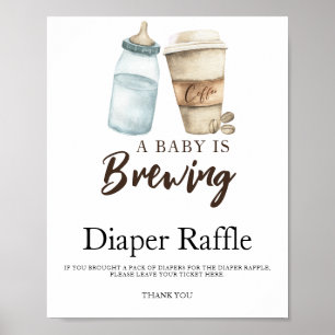 Baby brinner i kafferampsdyner, raffel poster