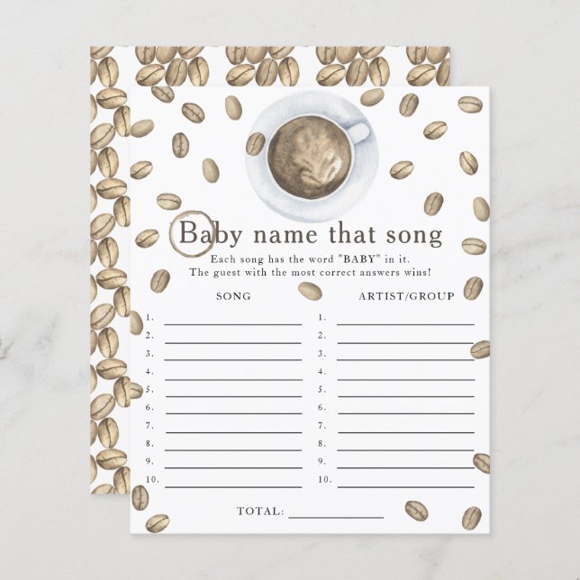 Baby brinner kaffe - Namn som sång-viltet (Fram/baksida)