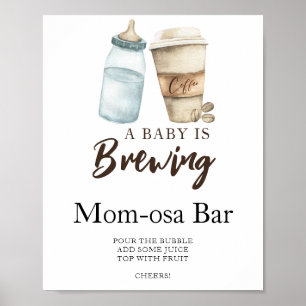 Baby brinner kaffebabyduschen Momosa pub Poster
