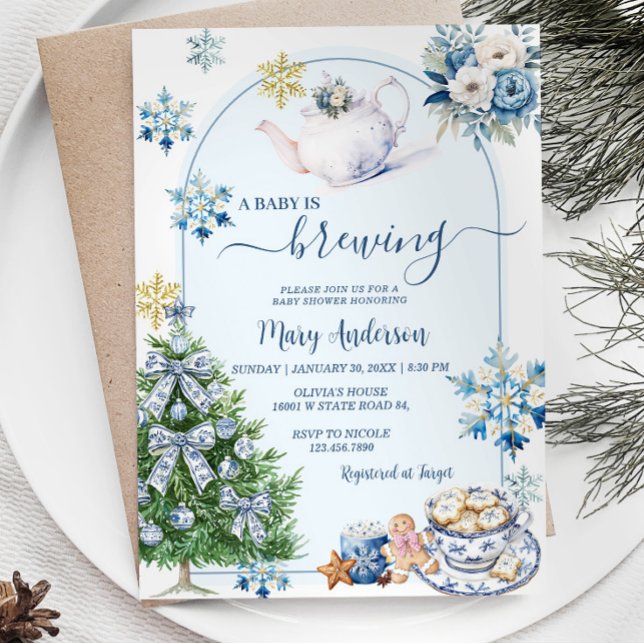 Baby brinner kinoiserie Tea Party Baby Shower Inbjudningar (Skapare uppladdad)