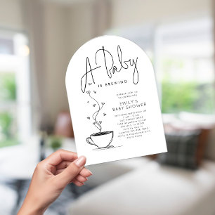 Baby brinner minimalistiskt barnskor för kaffe inbjudningar