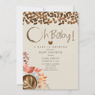 Baby brinner Oj Baby Blommigt Fall Coffee Shower Inbjudningar