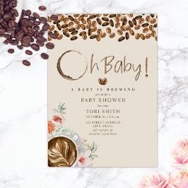 Baby brinner Oj Baby Blommigt Kaffe babyskor Inbjudningar