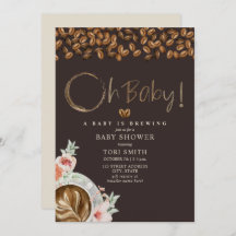 Baby brinner Oj Baby Mörk Kaffe Blommigt Shower