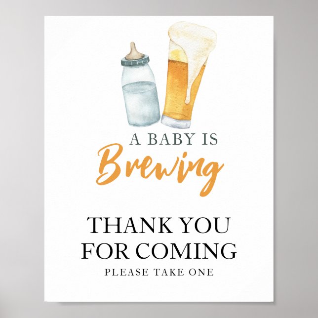 Baby brinner öl Tack för att du kom Poster (Framsidan)