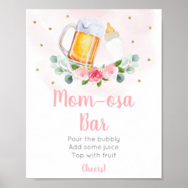 Baby brinner Rosa Guld Blommigt Mimosa Pub-tecken Poster