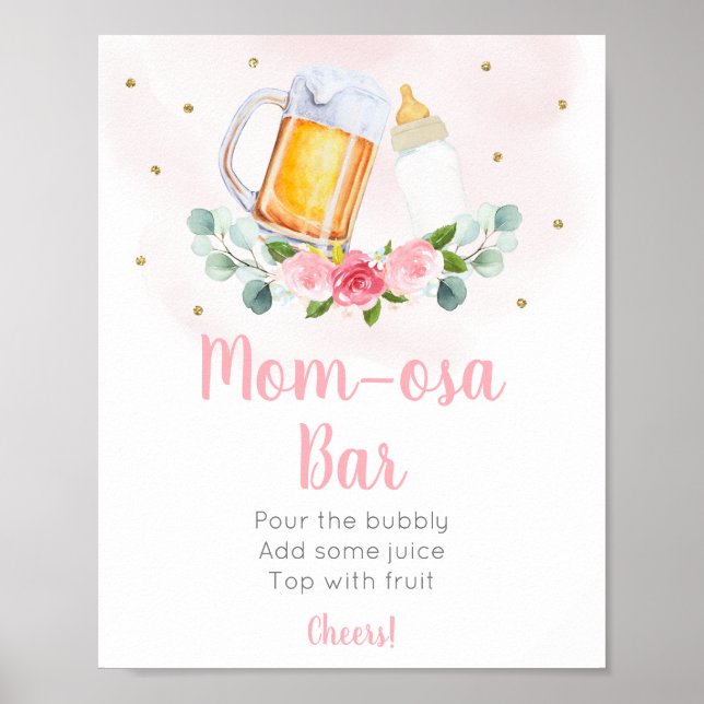 Baby brinner Rosa Guld Blommigt Mimosa Pub-tecken Poster (Framsidan)