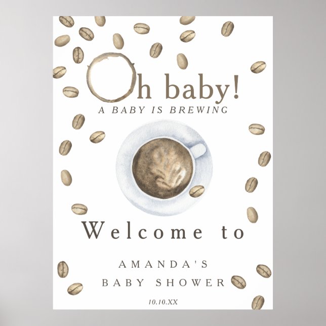 Baby brinner Välkomstkaffebabyduschen party Poster (Framsidan)