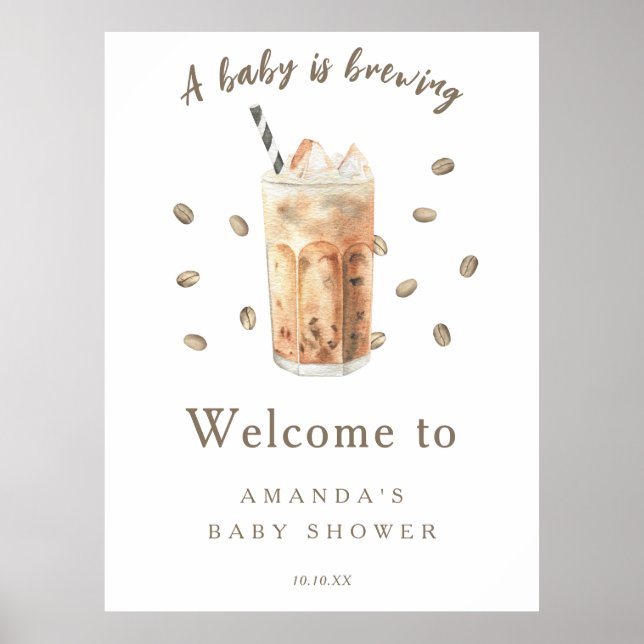 Baby brinner Välkomstorkad kaffebabydusch Poster (Framsidan)