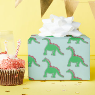 Baby Brontosaurus Tecknad Dinosaurieutrustning Presentpapper