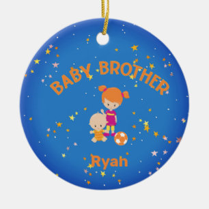 Baby Brother med Big Sister Personlig Julgransprydnad Keramik