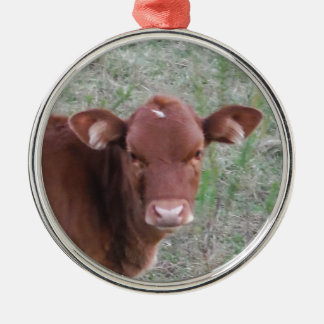 Baby Brown Cow ansikte Julgransprydnad Metall