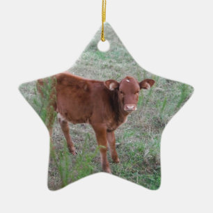Baby Brown Cow. Julgransprydnad Keramik