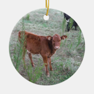 Baby Brown Cow. Julgransprydnad Keramik