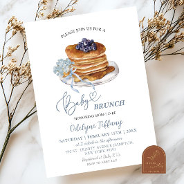 Baby Brunch Blå Hortensia Bebis Shower Inbjudningar