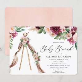 Baby brunch boho rustic fall blommigt Flickdusch Inbjudningar