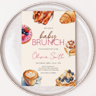 Baby Brunch Bröd Bakverk Baby Shower Inbjudningar