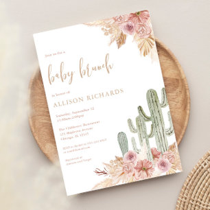 Baby brunch cactus rosa blommigt Girl Baby dusch Inbjudningar