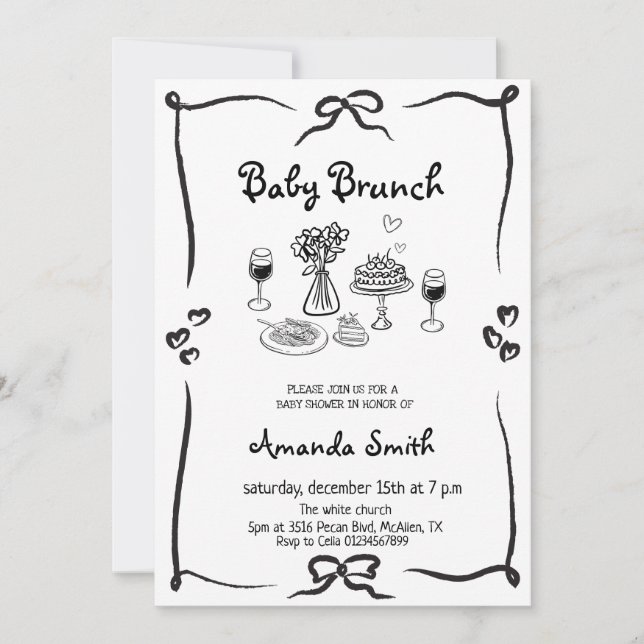 Baby Brunch Gender Neutral Baby dusch Inbjudningar (Framsida)