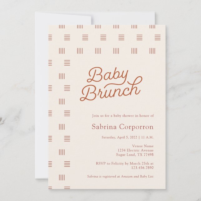 Baby Brunch | Minimalistisk Boho Inbjudningar (Framsida)