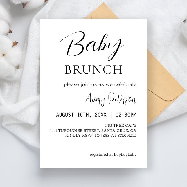 Baby Brunch Modern Baby Shower Gender Reveal Inbjudningar (Skapare uppladdad)