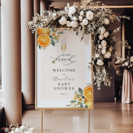 Baby Brunch Orange Cutie Baby Shower Välkomstskylt Poster